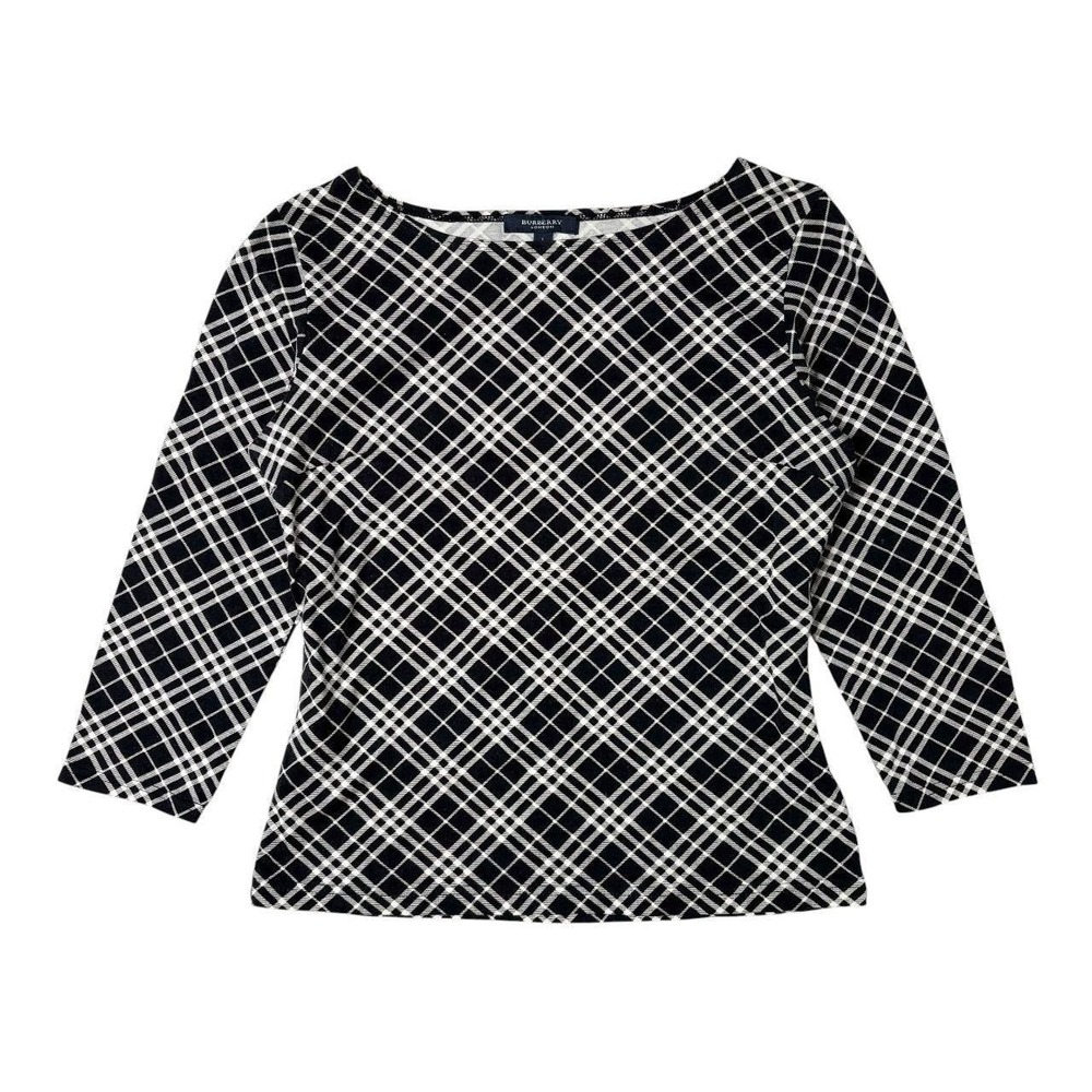 Burberry London plaid boat neck long sleeve